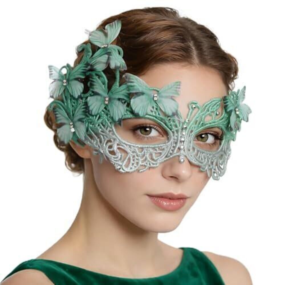 1153 Elegant Butterfly Feather Mask , Mardi Gras Masquerade Ball, Venetian